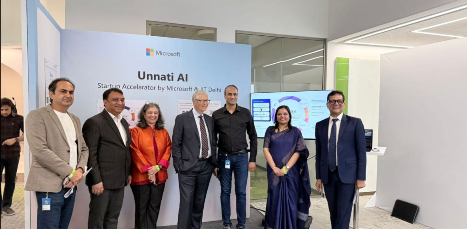 Easiofy team presenting to Bill Gates at Microsoft's Noida office